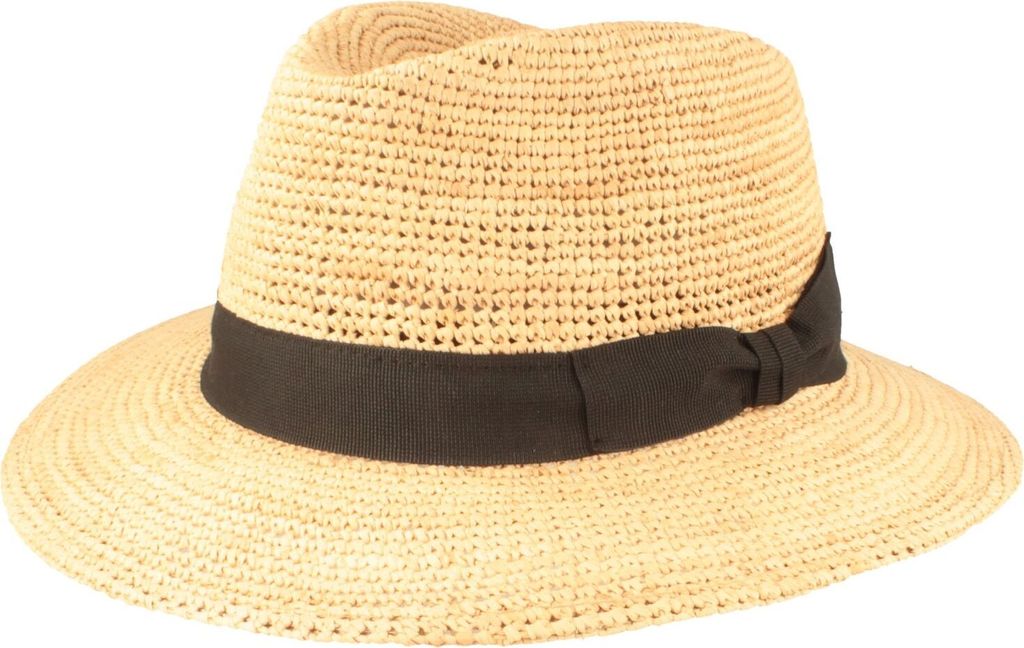 Knautschbarer Raffia Crochet Strohhut von Hut Breiter , beige, Gr. M