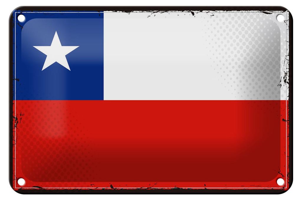 Blechschild Flagge Chiles 18x12cm Retro Flag of Chile