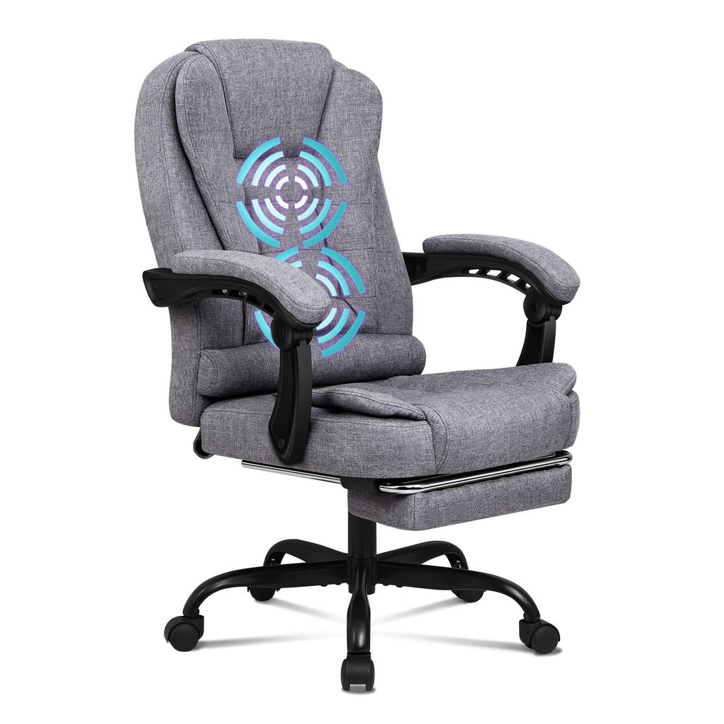 ALFORDSON Ergonomischer Bürostuhl mit Massagefunktion, Fußstütze und 150°-Neigung, Samt-Chefsessel mit SGS-Gasdruckfeder, drehbarer Gaming-Stuh...