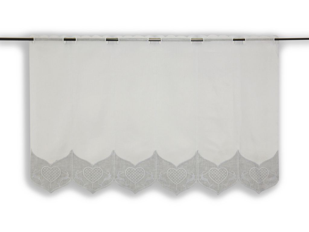 Scheibengardine Hirsch Herz Landhaus BxH 112x60cm wollweiß / taupe