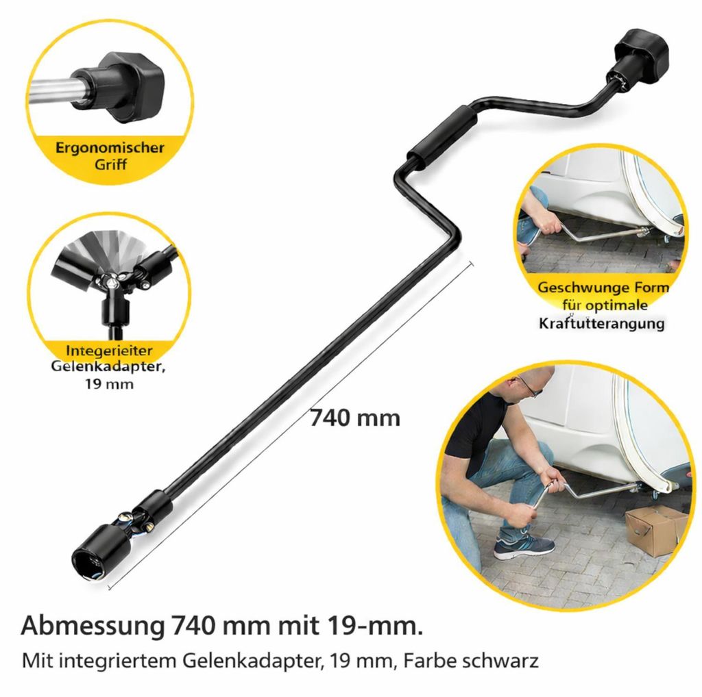 Handkurbel Verlängerung 740 mm / 19 mm – mit Kardangelenk Produktbild 
