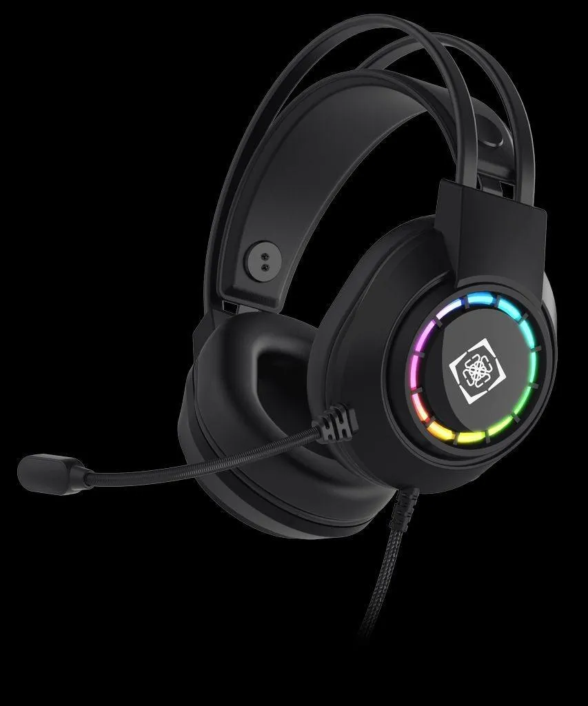 Casque Gamer USB Stéréo Deltaco GAM-168 avec Rétroéclairage RGB Noir