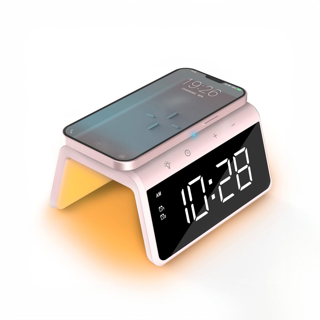 Caliber Caliber Digitale Wecker - Wecker mit drahtlosem Ladegerät - Digitale Uhr - Dimmbar - Zwei Weckzeiten - Geeignet als Kinderwecker - 8 Farbe...