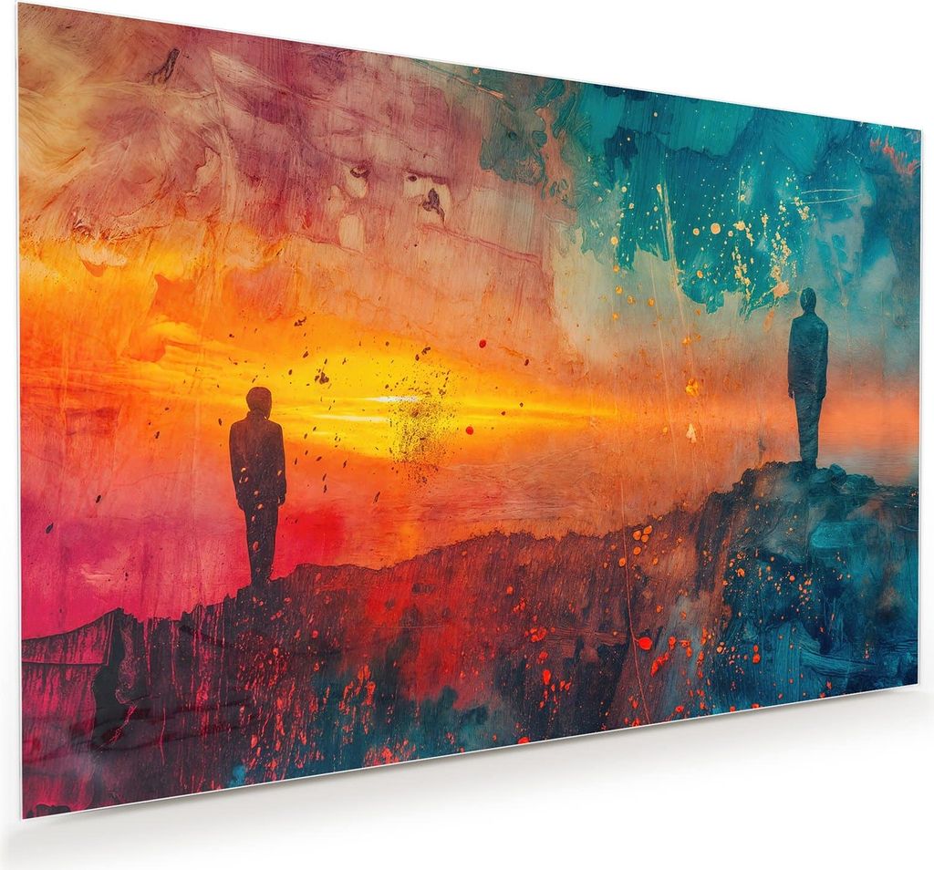Glasbild 60x40cm in XXL für Wohnzimmer, Schlafzimmer Motiv Abstrakte Sonnenaufgang