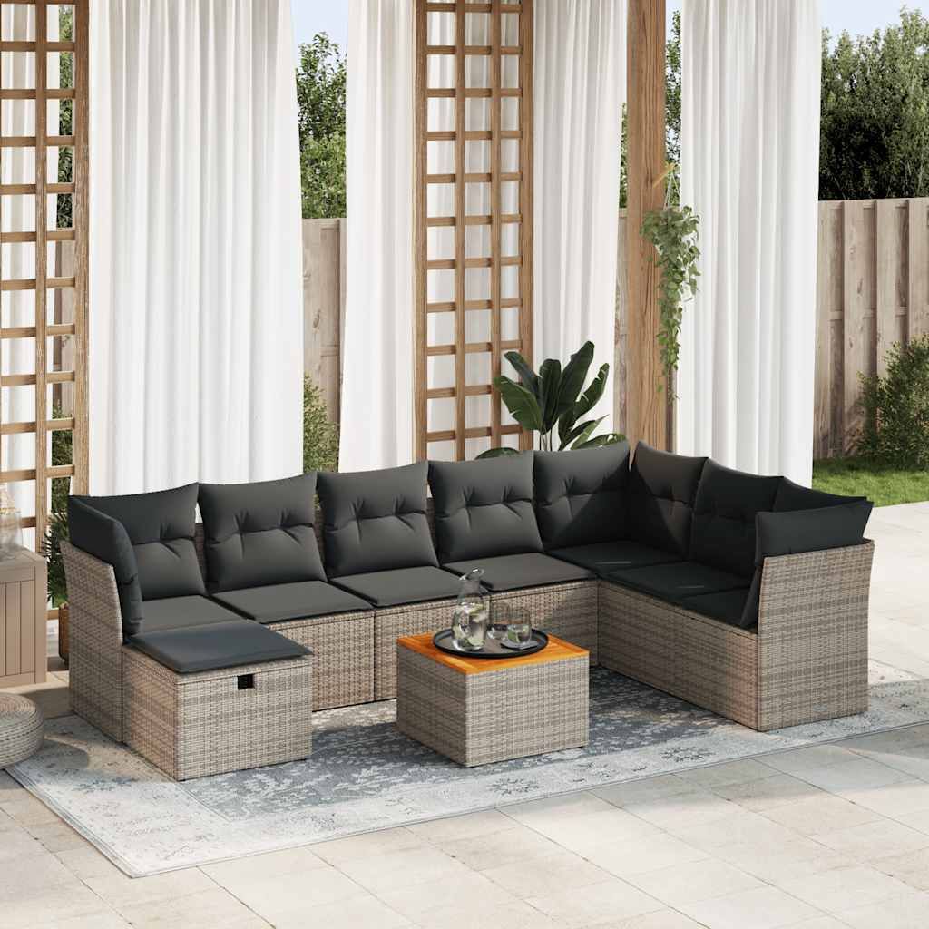 Maison Exclusive - 9-tlg. Garten-Sofagarnitur mit Kissen Grau Poly Rattan