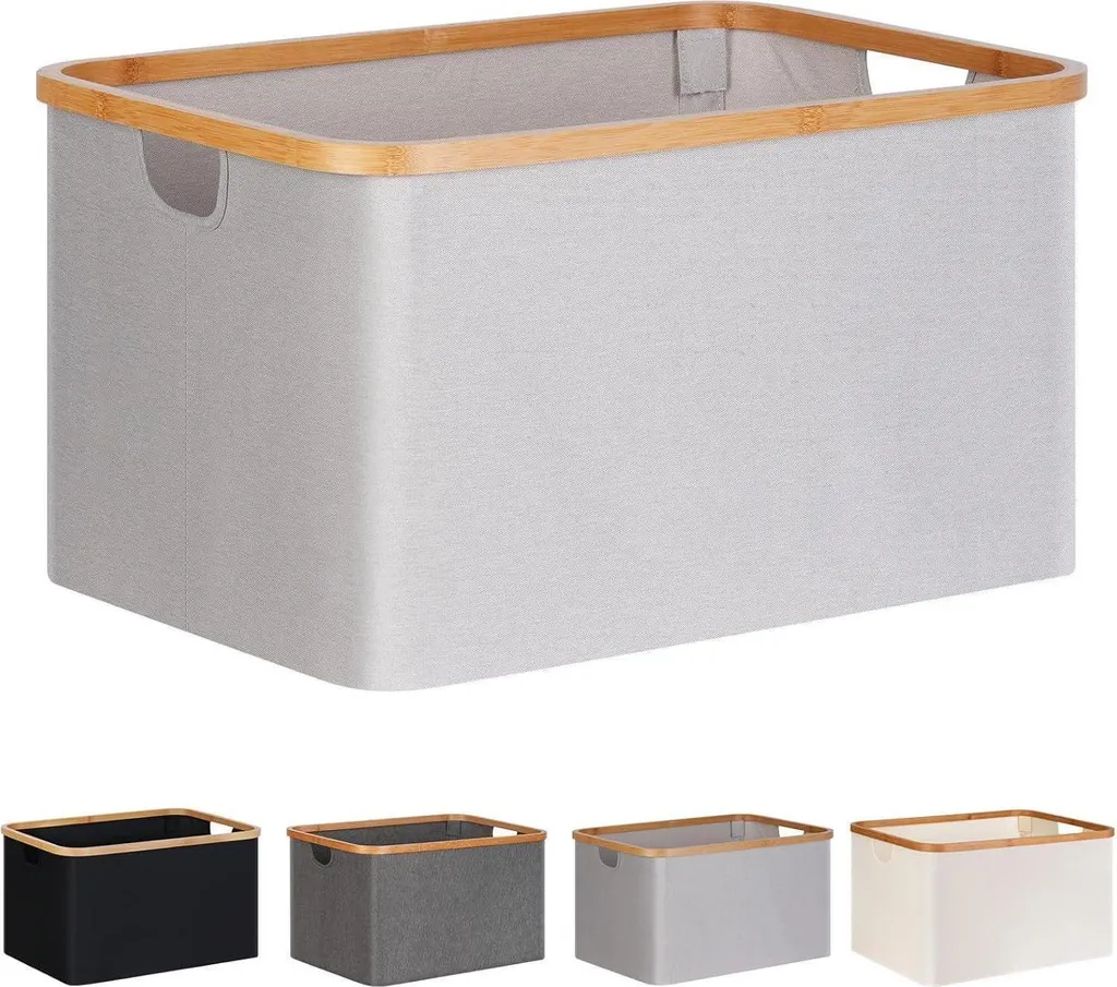 Corbeille à linge pliable 60L bambou naturel - Bac de rangement design
