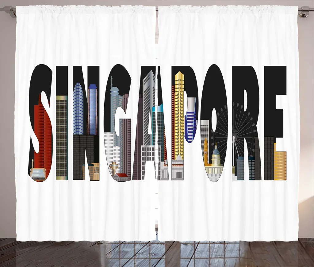 Rideau pour Chambre à Fronces Design Singapour Multicolore 280x225 cm