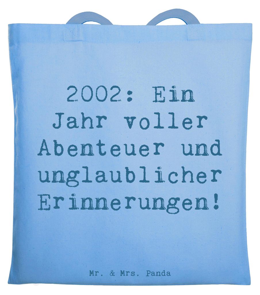 Mr. & Mrs. Panda Tote Bag Spruch 2002 Geburtstag Abenteuer - Sky Blue - Geschenk, neue Freundschaften, Shopping Tasche, Alter, Feier, Uni, unverges...