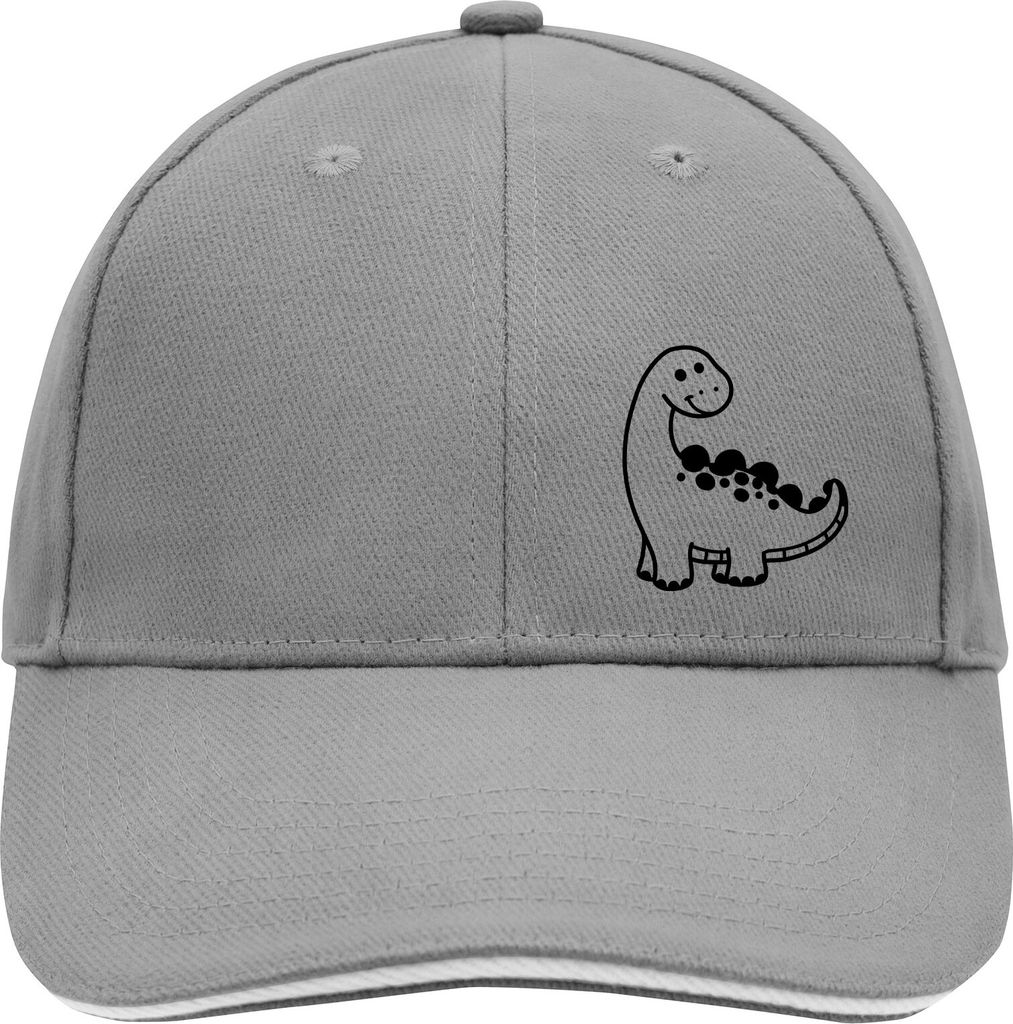 Huuraa Cappy Mütze Apatosaurus Dinosaurier Dark Grey/White Baumwolle 6-Panel Kappe Geschenkidee