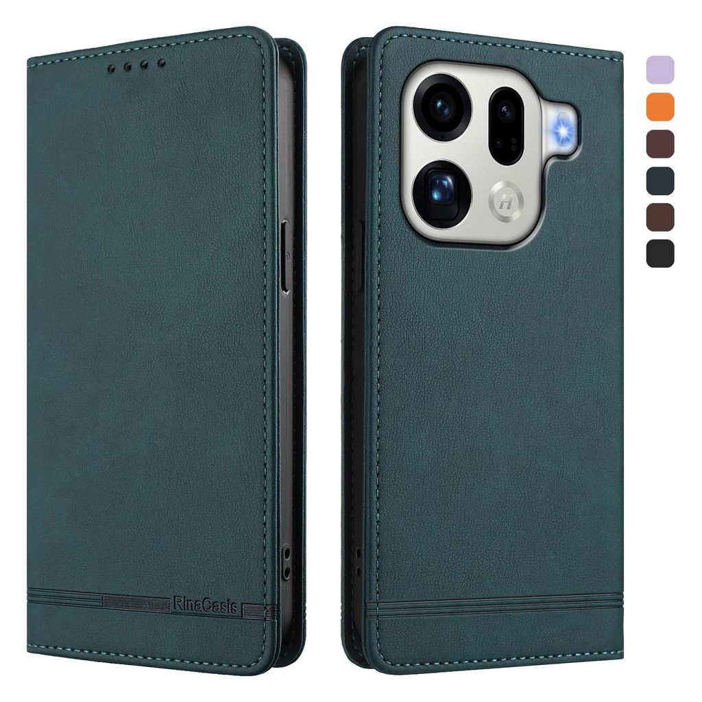 Hülle für Oppo Find X9 Pro, Retro Kunstleder Ständer Klapphülle mit Kartenfächer und Magnetische Grün