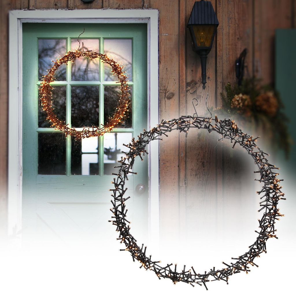 ECD Germany LED Lichterkranz Ø48cm, 400 LEDs, Warmweiß, 8 Leuchtmodi IP44 Innen/Außen Metallkranz Türkranz Fensterkranz Hängekranz Ring Weihna...