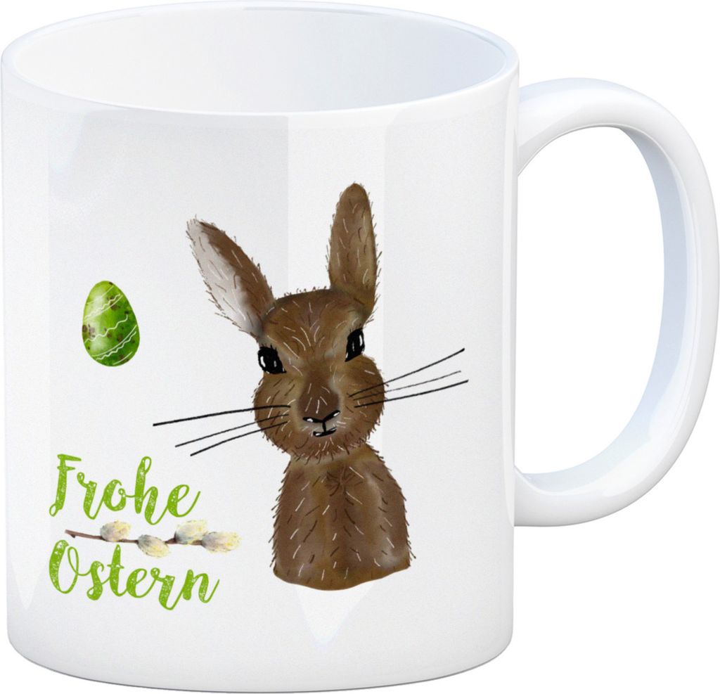 Frohe Ostern Kaffeebecher mit Osterhase und Osterei