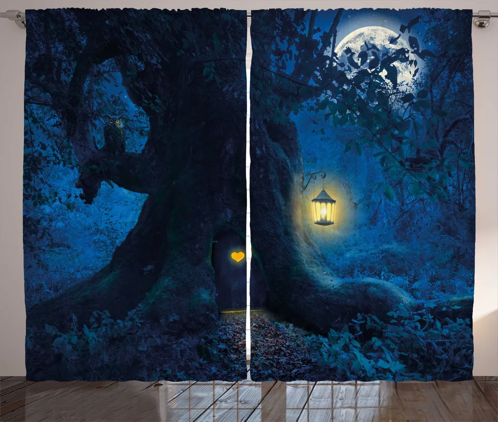 Tenda Notte Albero ABAKUHAUS Blu e Senape 280x175 cm
