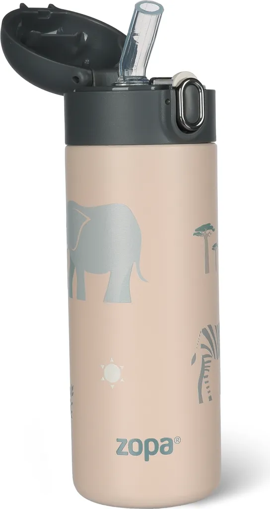 ZOPA Termos per liquidi con cannuccia 400 ml, Safari