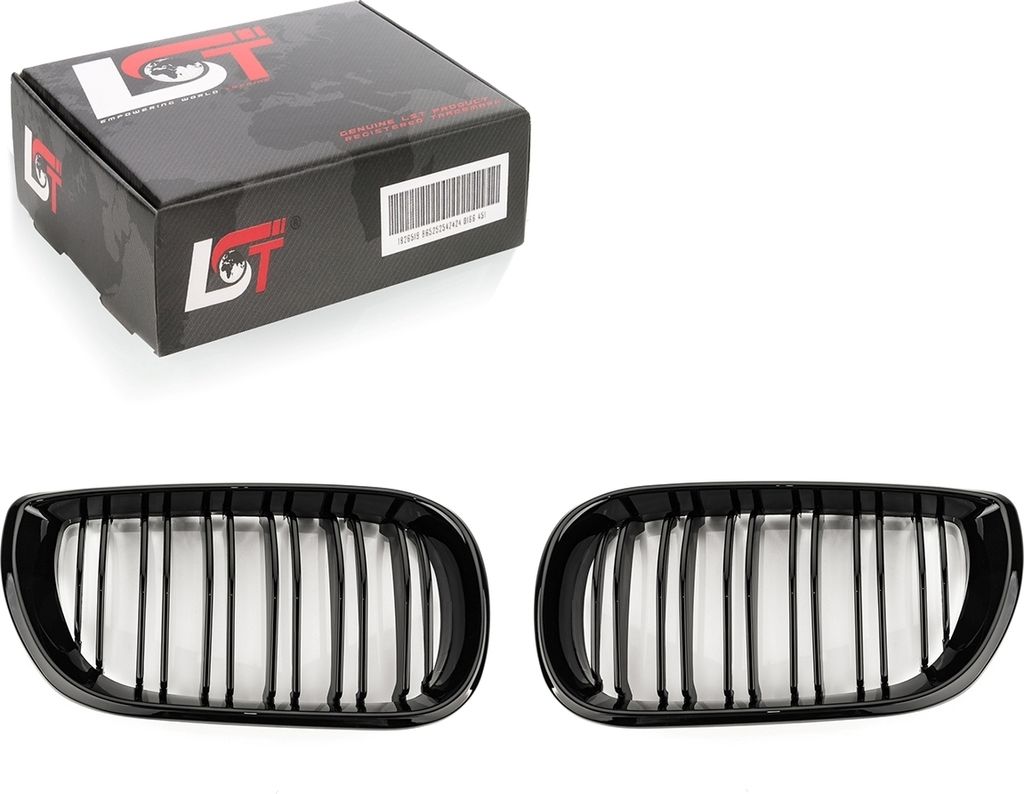 Frontziergitter Nieren Doppelsteg Schwarz glänzend für BMW 3er E46 01-05