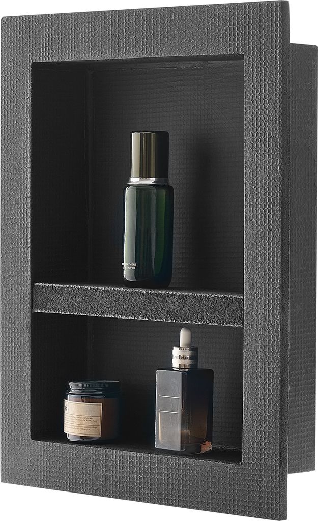 VEVOR Duschnische, 10,16x40,64x50,8 cm, Wandnische mit beweglichem Trennregal, Seifen- & Shampoo-Aufbewahrungs-Organizer, rechtwinklige Ecken, schw...
