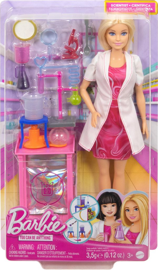 Barbie Wissenschaftlerin-Puppe und Zubehör mit blonder Produktbild 