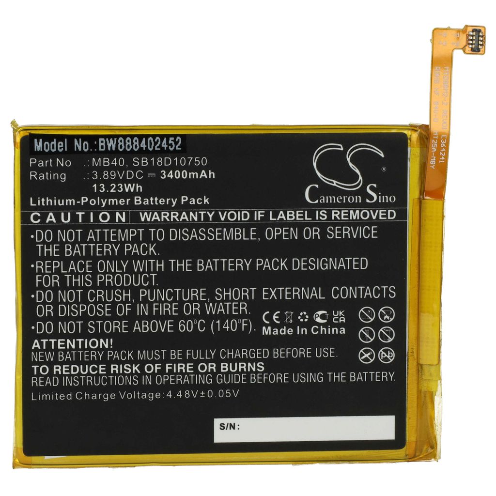 vhbw Akku kompatibel mit Motorola Edge 20 XT2143-1 Handy Smartphone Telefon (3400 mAh, 3,89 V, Li-Polymer)