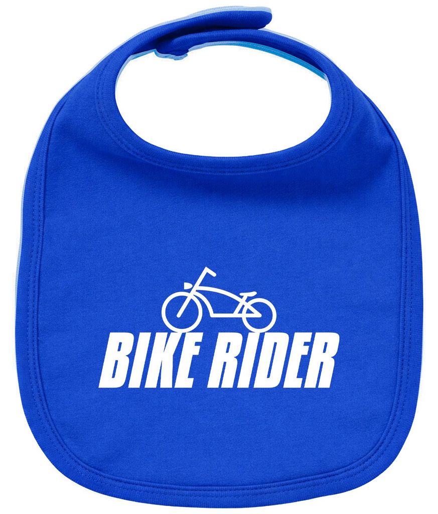 Huuraa Baby Lätzchen Bike Rider Fahrrad Royal Blue Klettverschluss Baumwolle Latz Geschenkidee
