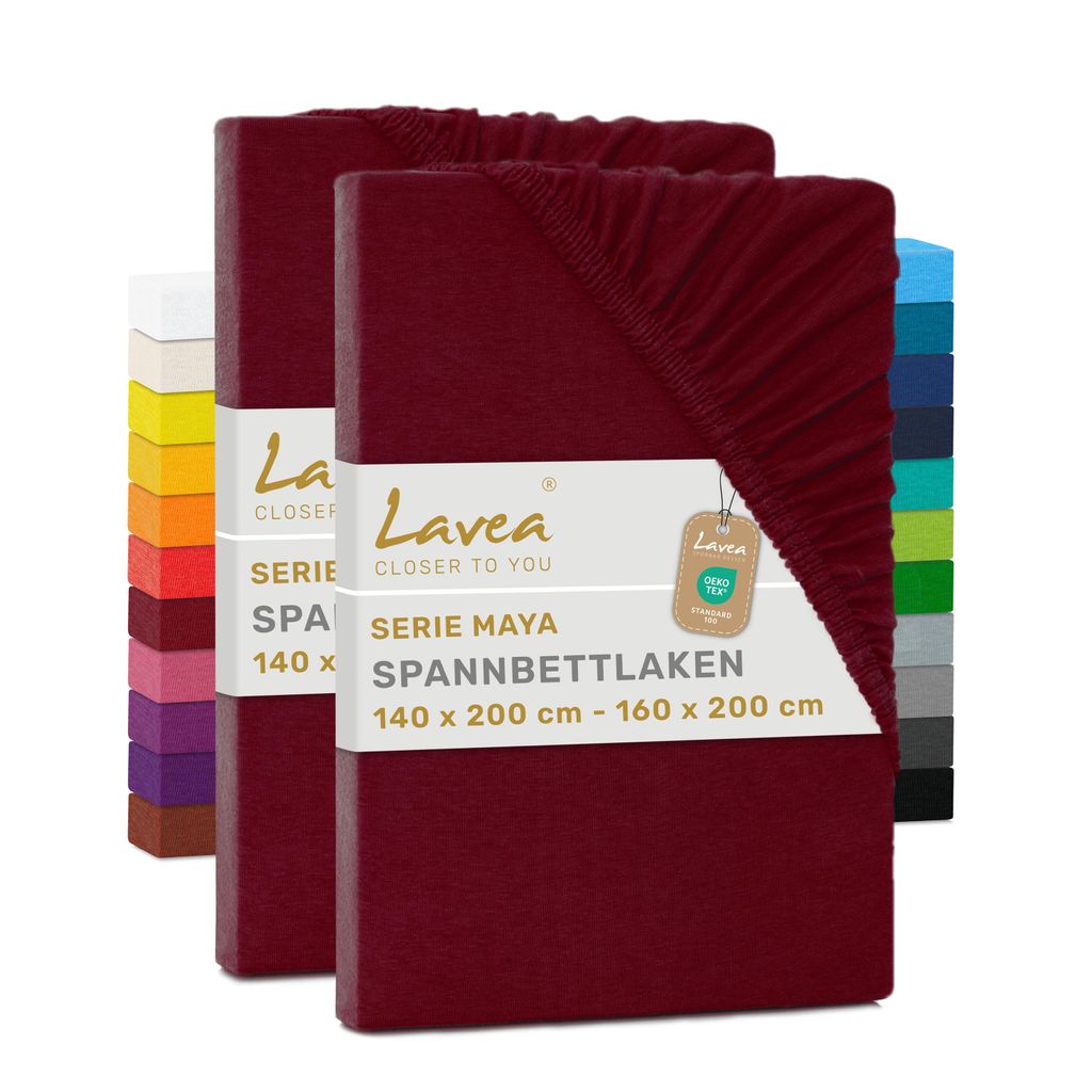 Lavea® 2er Pack Jersey Spannbettlaken 140/160x200 cm, 100% Produktbild 