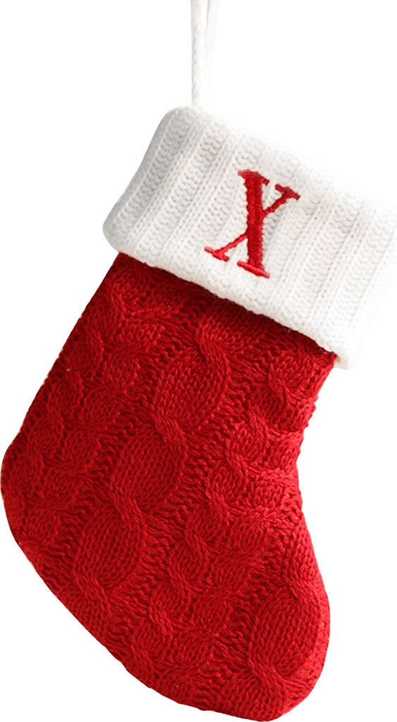 Weihnachtssocken Vintage Style Thread Webbrief Druck Kamin Weihnachtsbaum -Hängestrümpfe für Weihnachtsgeschenk-X