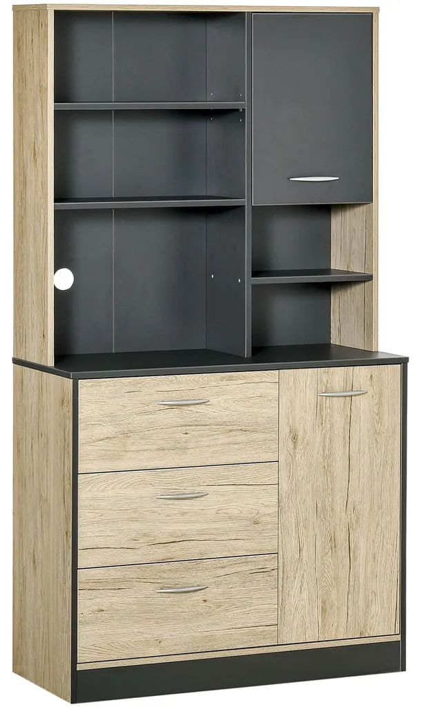 Meuble de cuisine gain de place : Buffet bicolore 90 cm multi-rangements