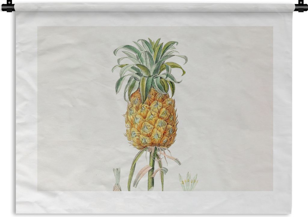 MuchoWow Wandteppich Wandbehang Ananas - Obst - Vintage 120x90 cm Tapisserie Dekoration Wandtuch - Wohnen - Aufhänger für die Wand