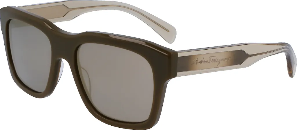 Lunettes de soleil rectangulaires Ferragamo SF1087S kaki pour homme