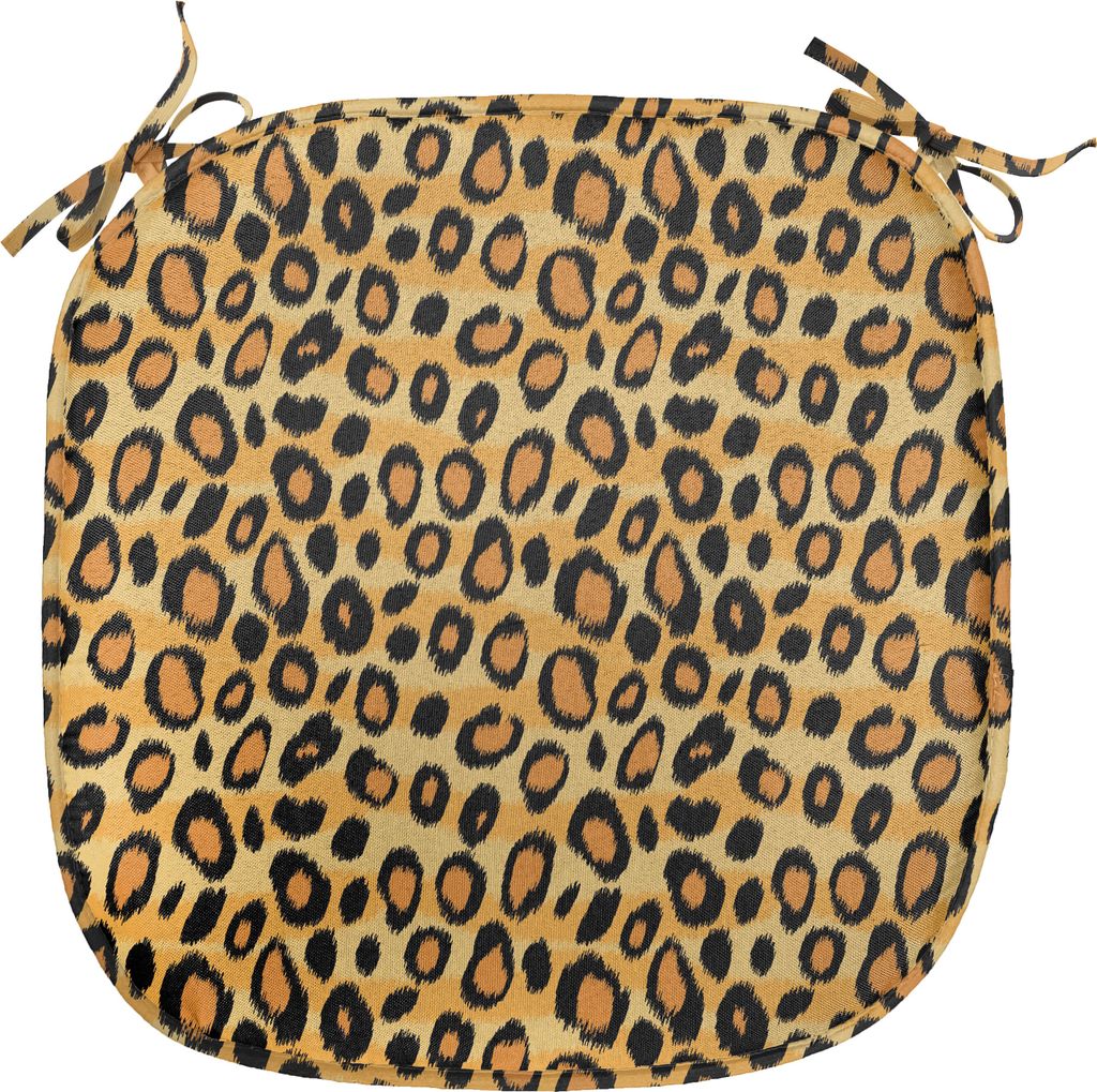 ABAKUHAUS Leopard-Druck Polster für Esszimmerstühle, Wilde Feline Tile, Dekoratives wasserfestes Kissen mit Riemen für Küchensitze, 40 cm x 40 ...