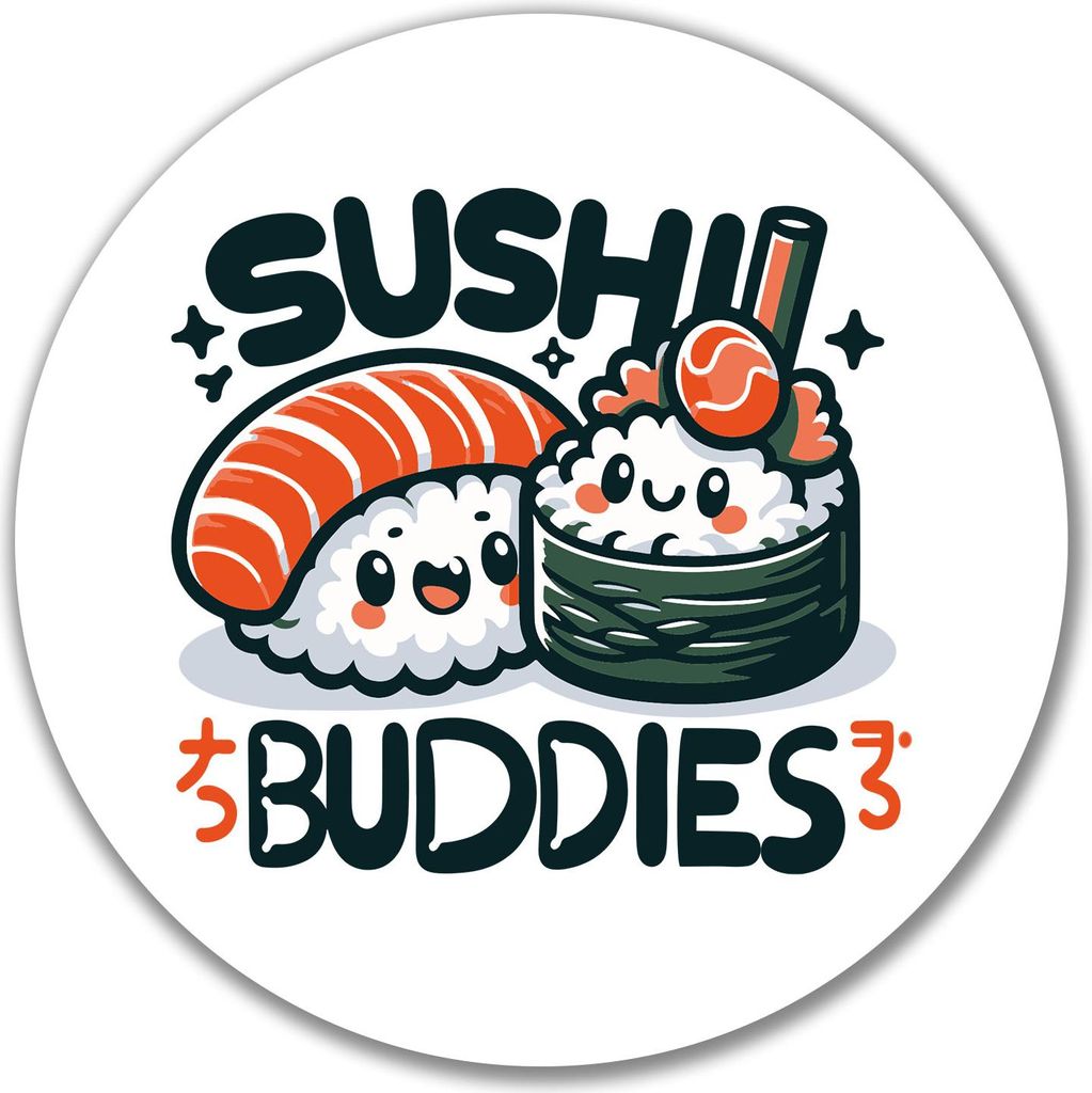 Huuraa Aufkleber Sushi Buddies Sushirollen 10cm rund Sticker Geschenkidee