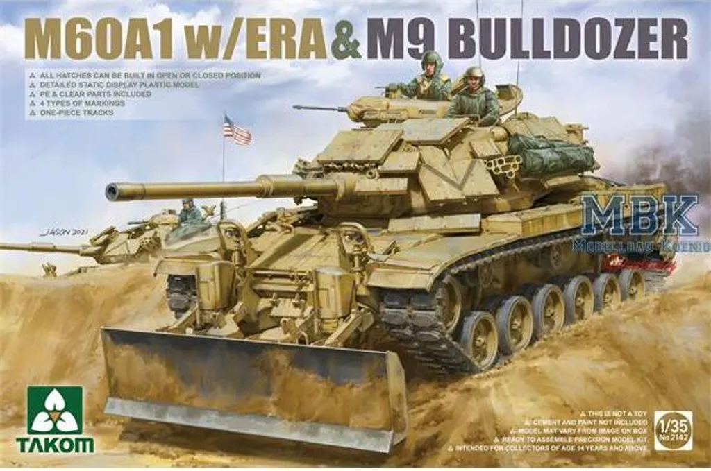 Char miniature Takom M60A1 avec blindage réactif et bulldozer M9 1:35
