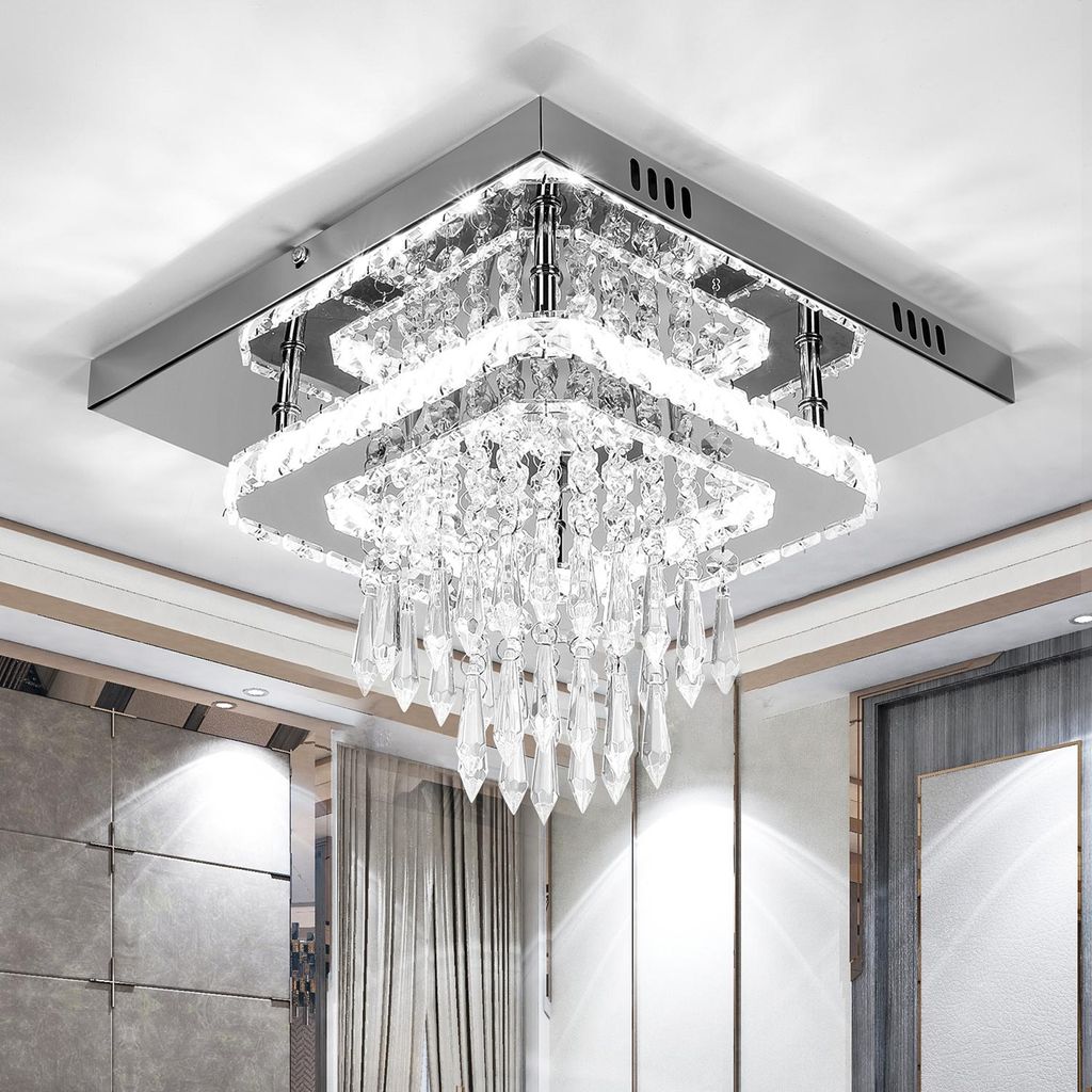 Kristall LED Deckenleuchte Kristalllampe K9 Edelstahl 36W Produktbild 
