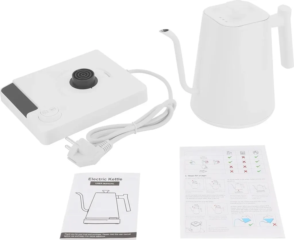 Bollitore Elettrico Bianco 1200W Controllo Temperatura Professionale