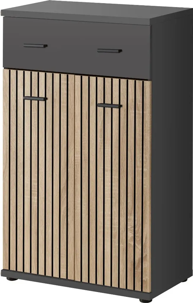 Armoire DELAN 2 portes en Chêne Artisan et Anthracite spacieuse