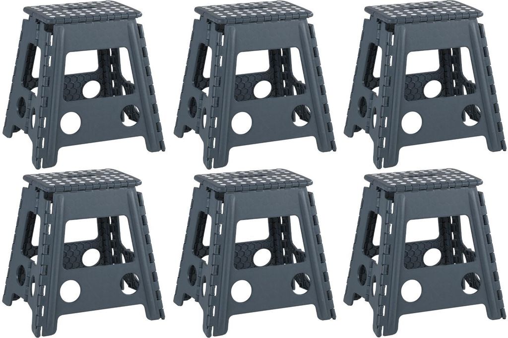 Hocker - 29 x 22 cm - Grau - Kunststoff - 6er Set
