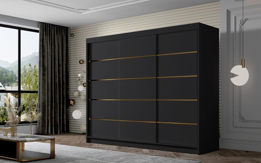 Kleiderschrank MILINA - 250 cm, schwarz