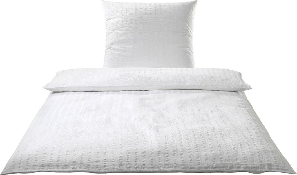 elegante Seersucker Bettwäsche Uni Chelsea Anthrazit 200x220 cm + 80x80 xm