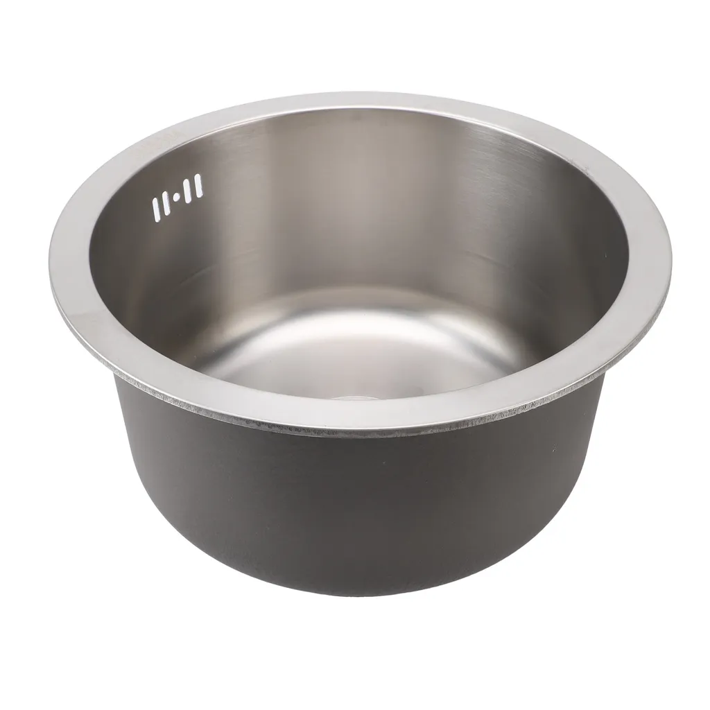 Évier rond encastrable mono-cuve - Inox brossé anti-trace pour studio