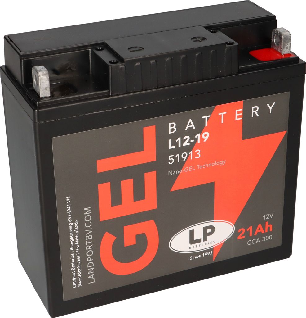 A black battery with a prominent label.