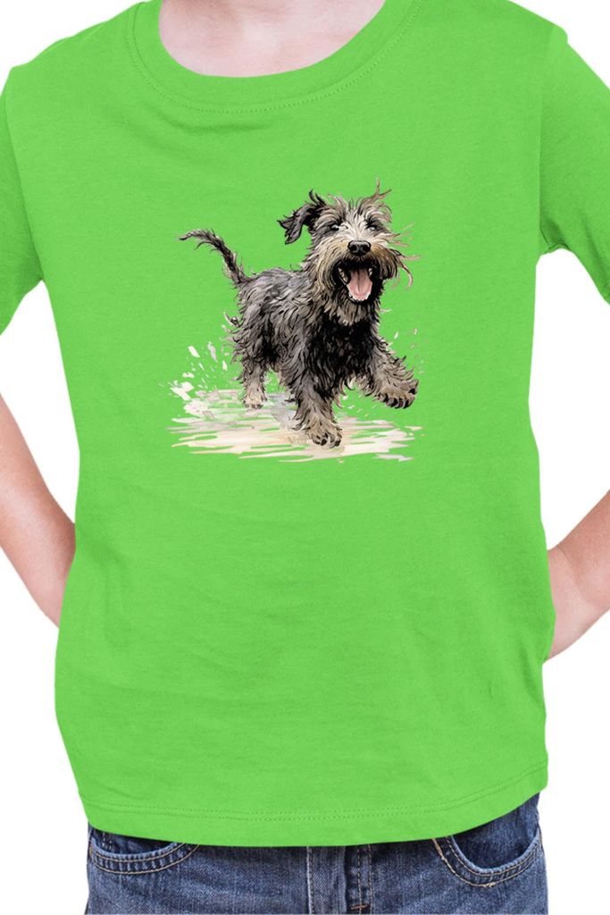 Kinder T-Shirt Funny Dogs Breeds Terrier Dog Breed, 3-4 Jahr - 104 / Lime