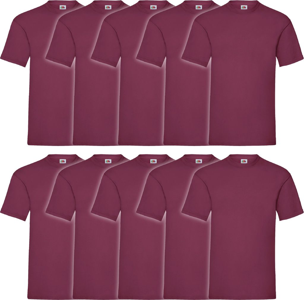 10er Pack Fruit of the Loom Valueweight T-Shirt + GRATIS MyShirt Stoffbeutel Farbe: burgund Größe: 3XL