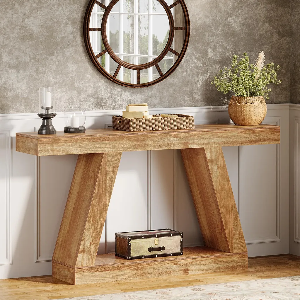 Table Console Robuste 140 cm, Solution Gain de Place pour Entrée - 7