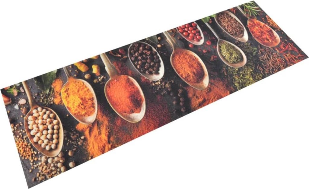 Küchenteppich Waschbar Löffel & Gewürze 60x180 cm Samt