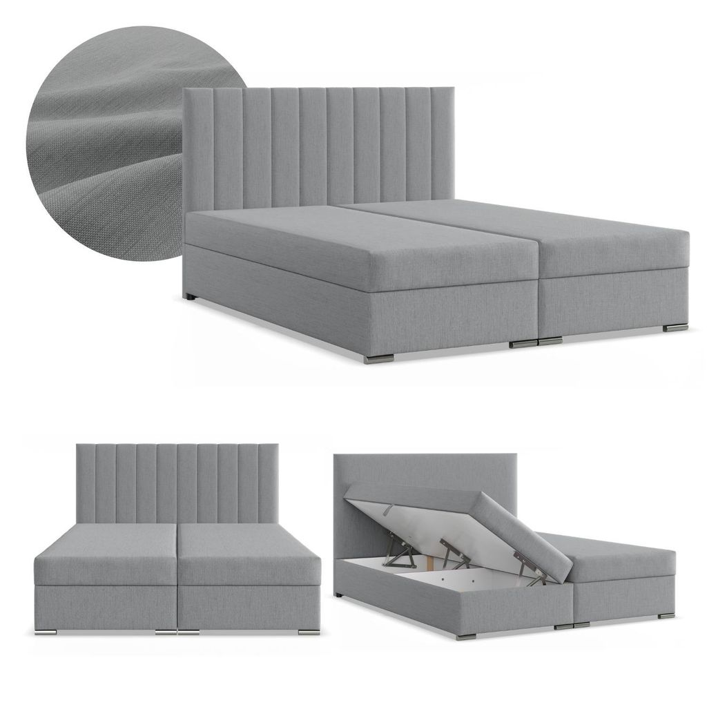 Boxspringbett 140x200 mit 2 Bettkästen Kontinentales Bett Produktbild 