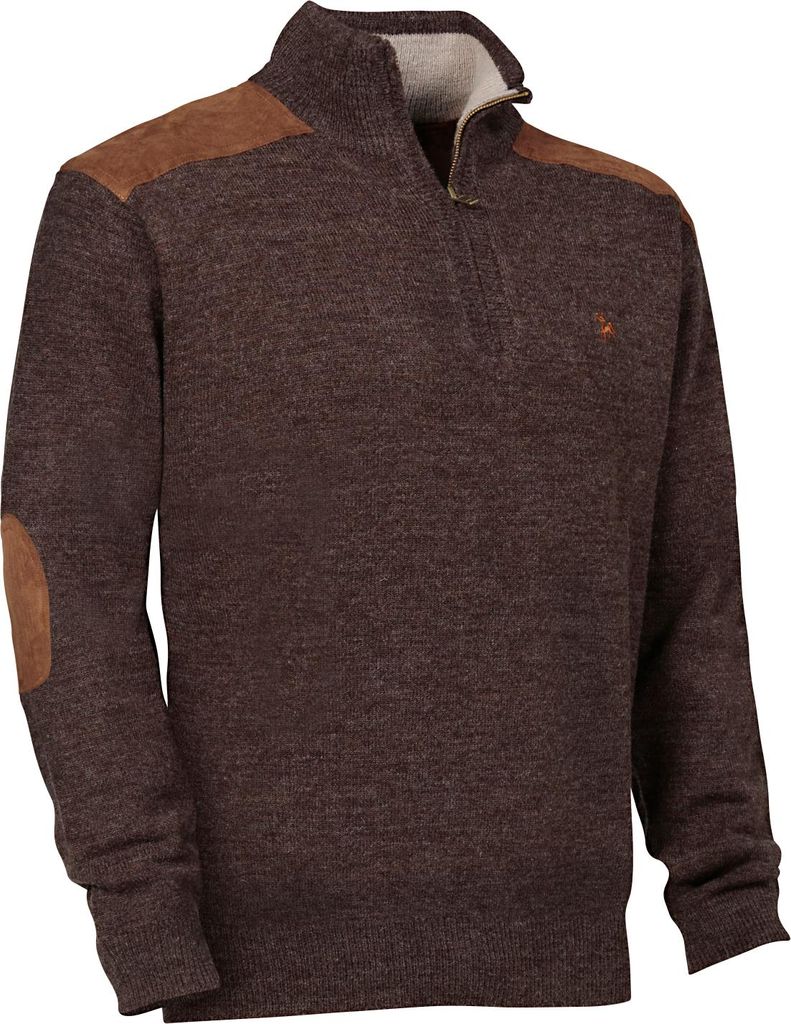 Ligne Verney-Carron Fox Zipper Pullover Herren, m. Fuchs-Stickerei (Braun) Größe XXXL