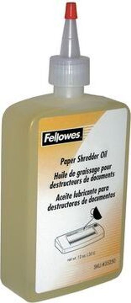 Fellowes Aktenvernichter-Öl, Inhalt: 355 ml, für Partikelschnitt- und Mikroschnitt Aktenvernichter