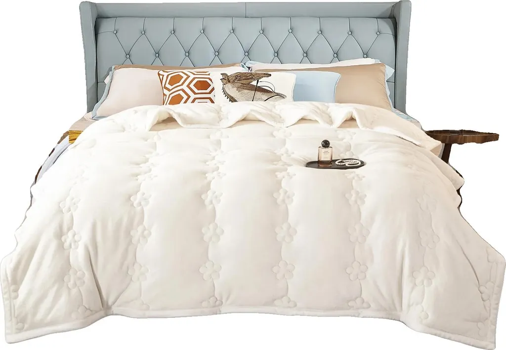 Plaid Matrimoniale Trapuntato 200x230 Beige-B | Design 3-Layer Luxury