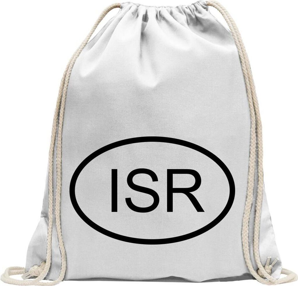 Kiwistar - Turnbeutel - weiss - Israel ISR - Fun Rucksack Sport Beutel Gymsack Baumwolle mit Ziehgurt