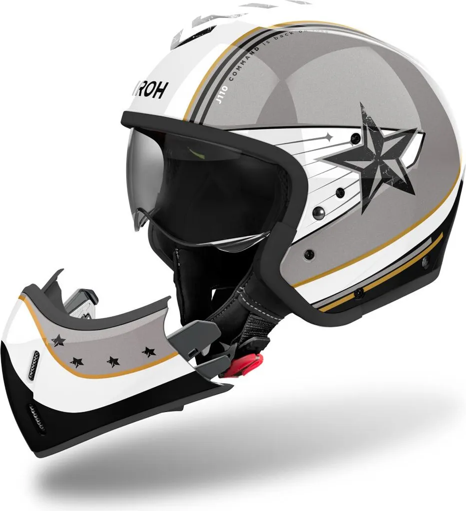 AIROH J 110 Command Blanc Or paillettes : Casque modulable confortable XL - 2