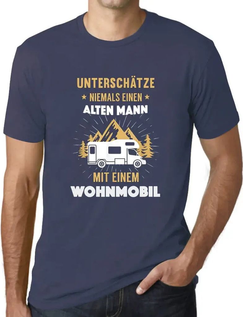 Herren Grafik T-Shirt Unterschätze Niemals Wohnmobil Öko-Verantwortlich Vintage Jahrgang Kurzarm Lustige Druck Geburtstag Geschenk Mann